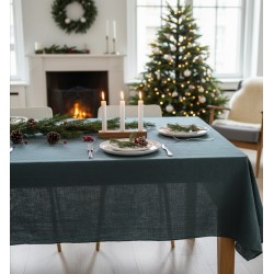 LNĚNÝ UBRUS BROSTE PETROLEJOVÝ / 160x200 cm